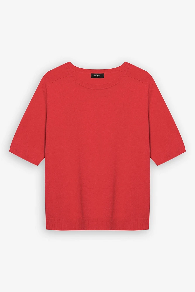 Джемпер с коротким рукавом из легкого смесового хлопка