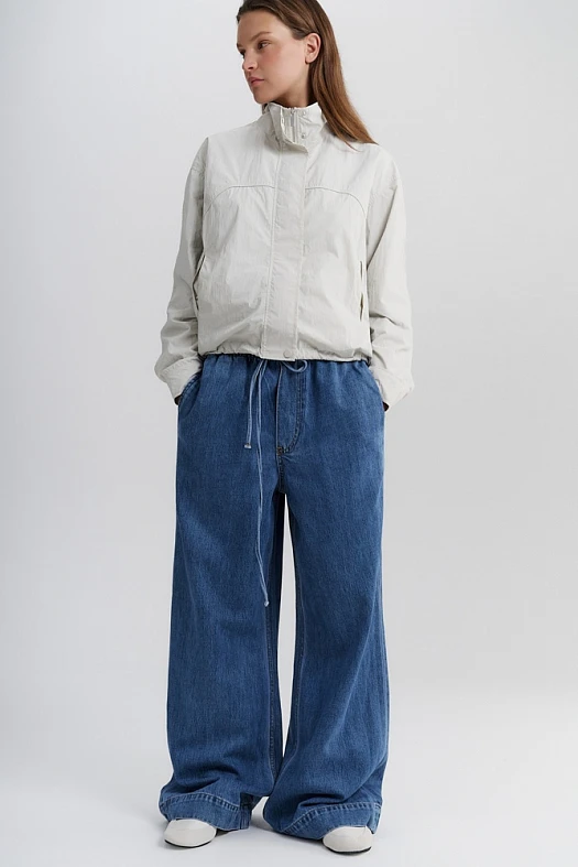 Джинсы широкие на кулиске (64% хлопок, 36% лиоцелл Синий; Размер: L)