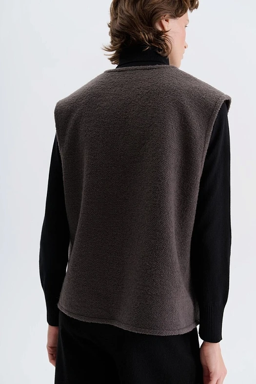 Жилетка двухсторонняя из шерсти (Вельвет принт цветы арт.1983 Шоколадный 100% хлопок; Размер: L)