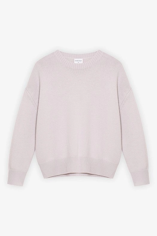 Свитер оверсайз с круглой горловиной из шерсти и кашемира (30% кашемир, 70% шерсть Жемчужно-серый; Размер: M-L)