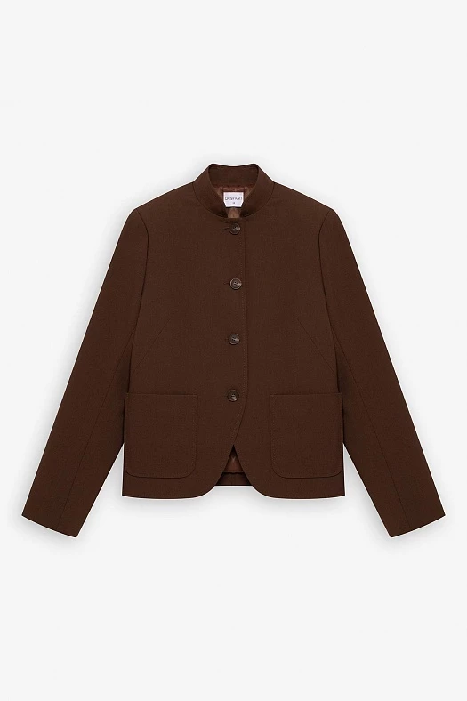 Жакет однобортный укороченный (Вискоза стрейч арт.1726 Коричневый 67% вискоза, 28% п/э, 5% эластан; Размер: XXS)