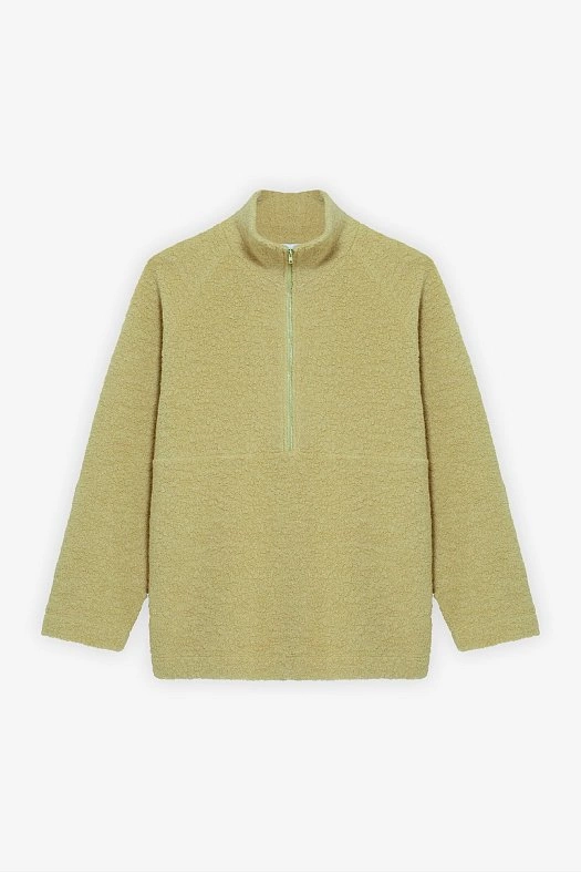 Свитшот на молнии из фактурной шерсти (Искуственный мех арт.1800 Светло-желтый 50% шерсть, 50% п/э; Размер: M-L)