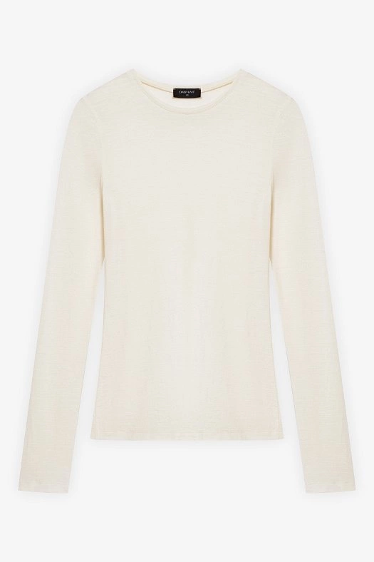 Лонгслив из шерсти (Трикотаж шерстяной арт.1798 Молочный 100% шерсть; Размер: S)