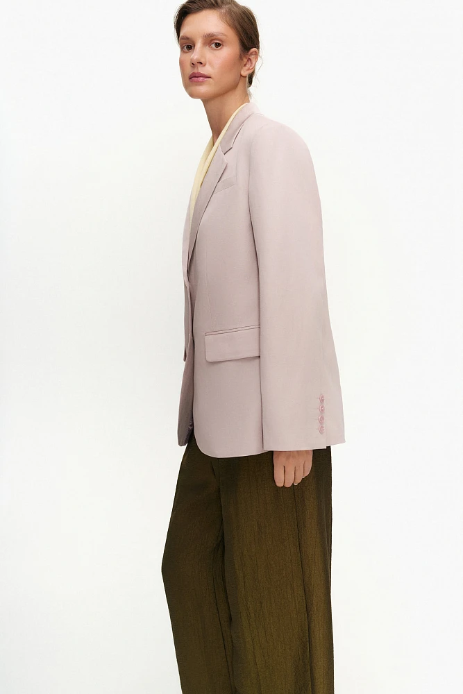 Жакет однобортный из ткани со льном