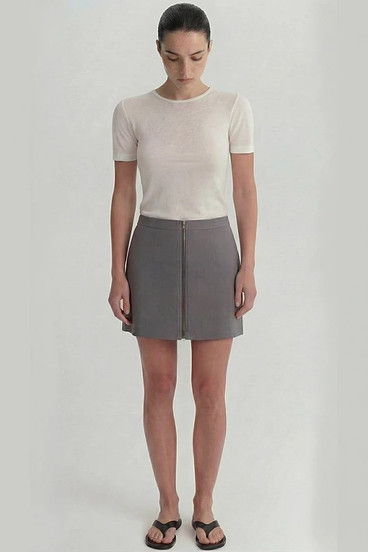 Юбка мини с молнией (Вискоза стрейч арт.1727 Серый 67% вискоза, 28% п/э, 5% эластан; Размер: L)