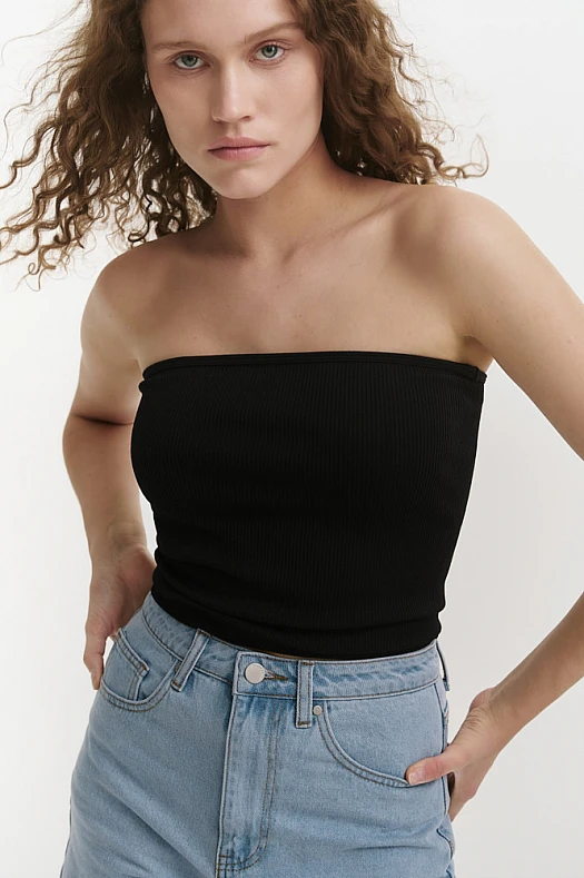 Топ-бандо трикотажный (90% нейлон, 10% эластан Черный; Размер: XS-S)