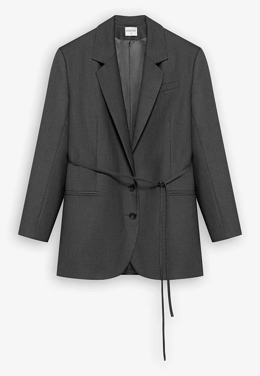 Жакет однобортный с поясом (Вискоза с шерстью арт.1779 Серый 52% вискоза, 20% шерсть, 28% п/э; Размер: XXS)