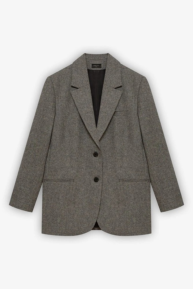 Жакет оверсайз однобортный из шерсти