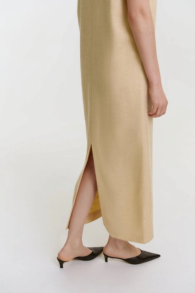 Платье макси прямое со льном