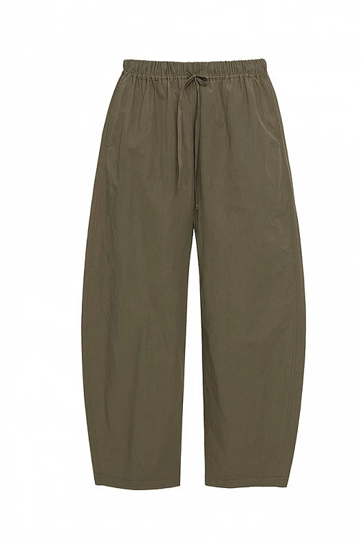 Брюки barrel-leg из хлопка (Хлопок арт.1991 Коричневый 70% хлопок, 30% нейлон; Размер: L)