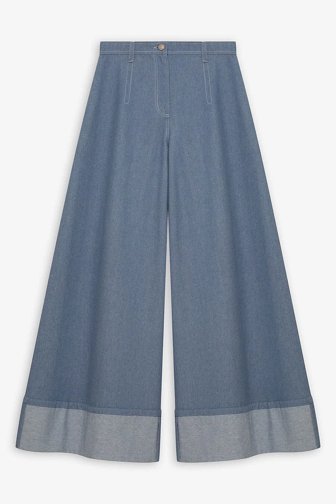 Широкие джинсы с высоким отворотом