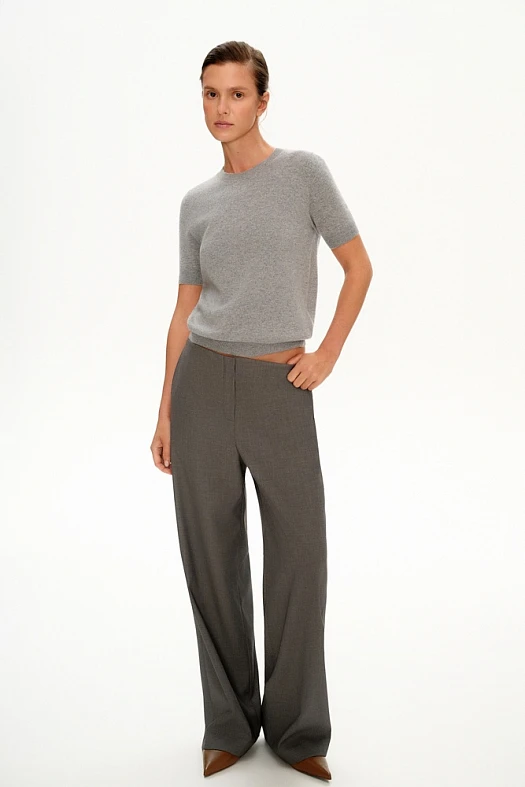 Брюки без пояса (Вискоза стрейч арт.1910 Серый 50% вискоза 50% п/э; Размер: L)