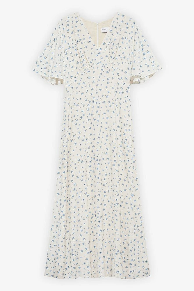 Платье миди с цветочным принтом