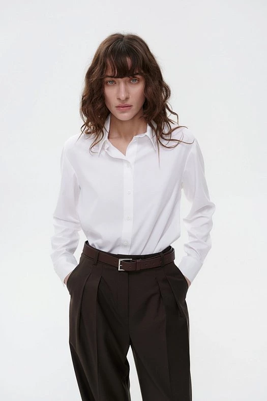 Рубашка классика бамбук (Вискоза бамбук арт.1835 Белый 70% бамбук, 26% хлопок, 4% п/э; Размер: L)