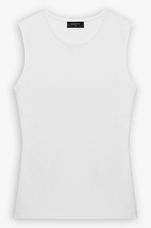 Топ вязаный с кашемиром (95% хлопок, 5% кашемир Молочный; Размер: M)