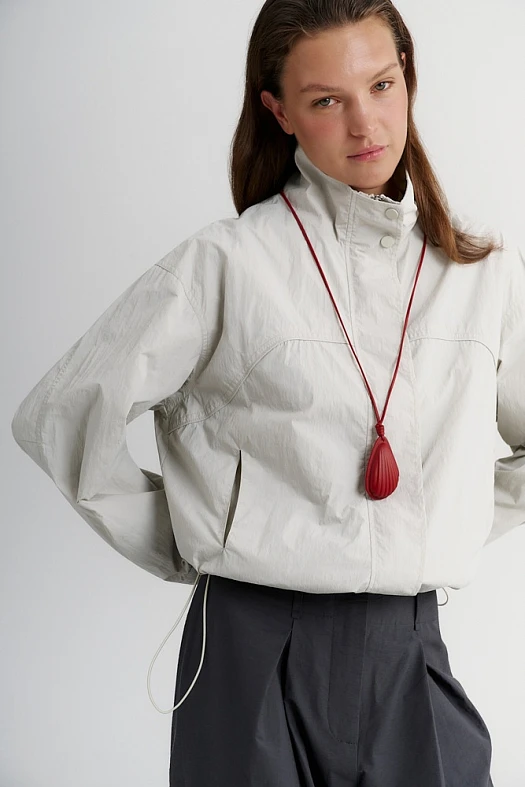 Ветровка с высоким воротником (100% нейлон Серый; Размер: M-L)