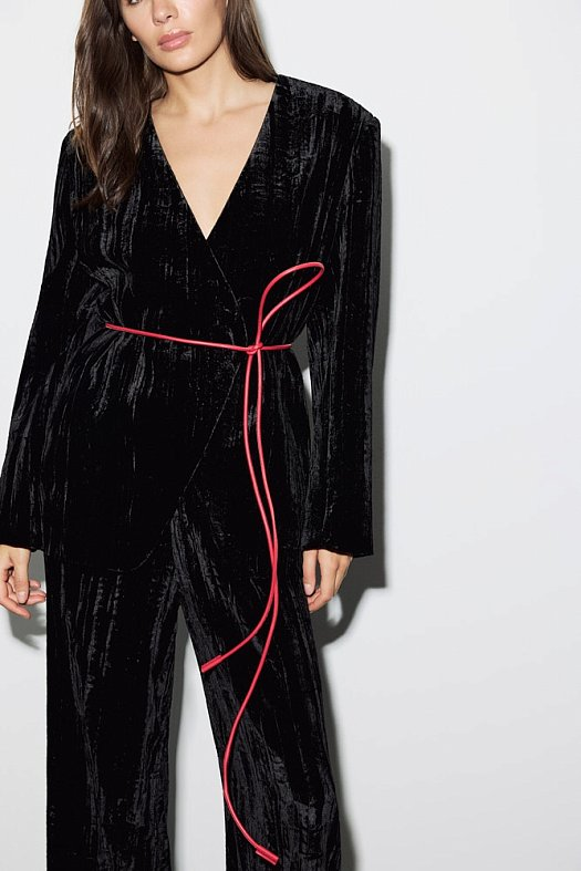 Пояс-шнур из натуральной кожи (Натуральная кожа Красный; Размер: OS)