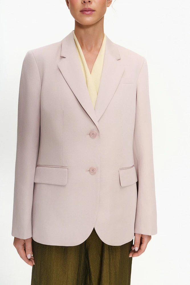 Жакет однобортный из ткани со льном