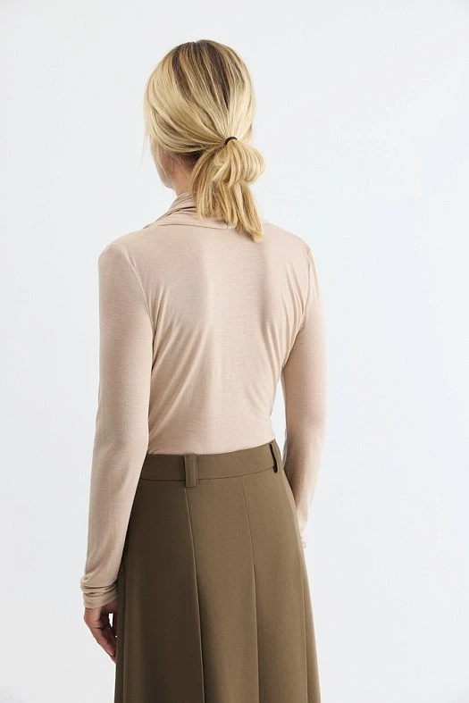 Боди из вискозного трикотажа с шерстью (70% тенсел, 30% шерсть Бежевый; Размер: M)