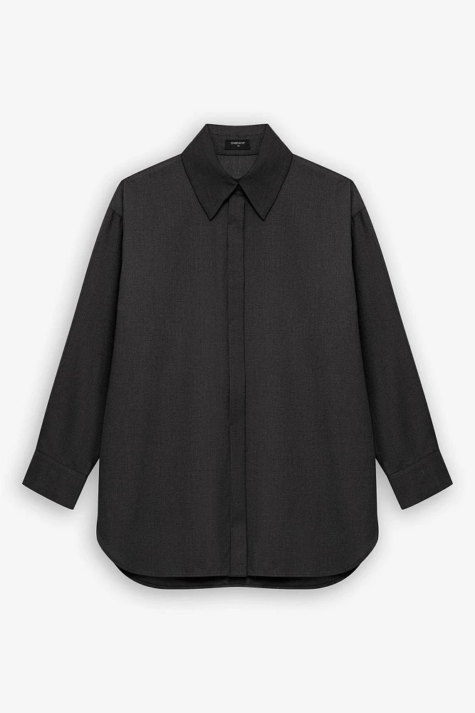 Рубашка прямого силуэта из костюмной ткани с шерстью