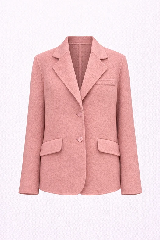 Пальто-жакет из шерсти (70% шерсть, 30% п/э Розовый; Размер: M-L)