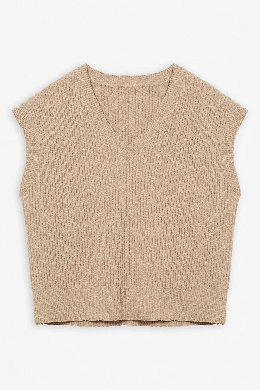 Жилет фактурный из смесового хлопка (80% хлопок, 20% нейлон Песочный; Размер: L)