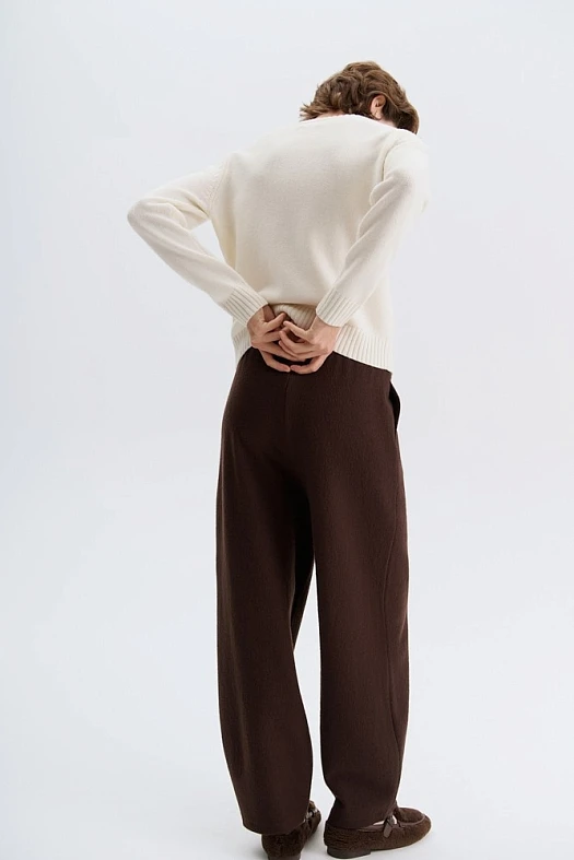 Брюки из шерсти boiled wool (Драп арт.1963 Шоколадный 100% шерсть; Размер: L)