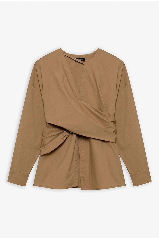 Блуза с асимметричной деталью из хлопка