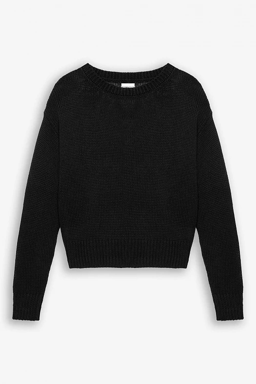 Джемпер базовый из льна и вискозы (55% лен, 45% вискоза Черный; Размер: M-L)