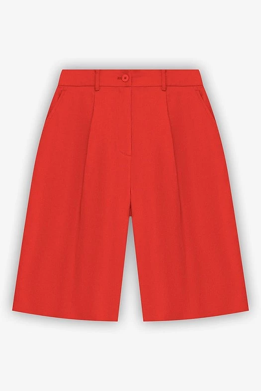 Бермуды изо льна (55% лен, 42% вискоза, 3% п/э Красный; Размер: M)
