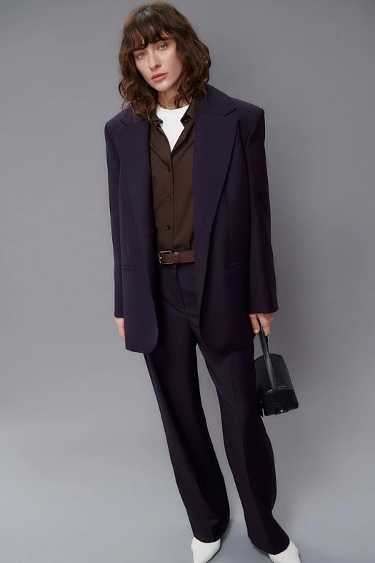 Брюки прямого кроя (Вискоза стрейч арт.1807 Темно-фиолетовый 67% вискоза, 28% п/э, 5% эластан; Размер: M)