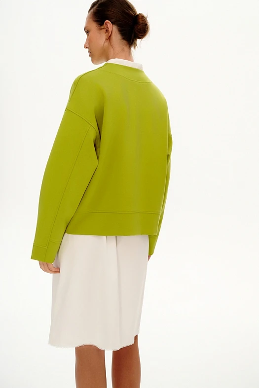 Свитшот из итальянского трикотажа (Трикотаж Punto Milano арт.1323 Лайм 67% вискоза, 28% п/э, 5% эластан; Размер: XXS)