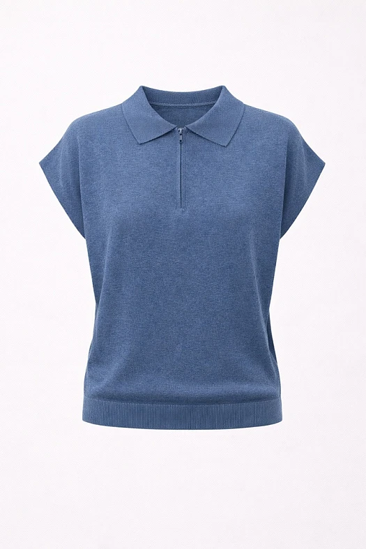 Жилет - поло на молнии (89% вискоза, 11% нейлон Темно-голубой; Размер: S)