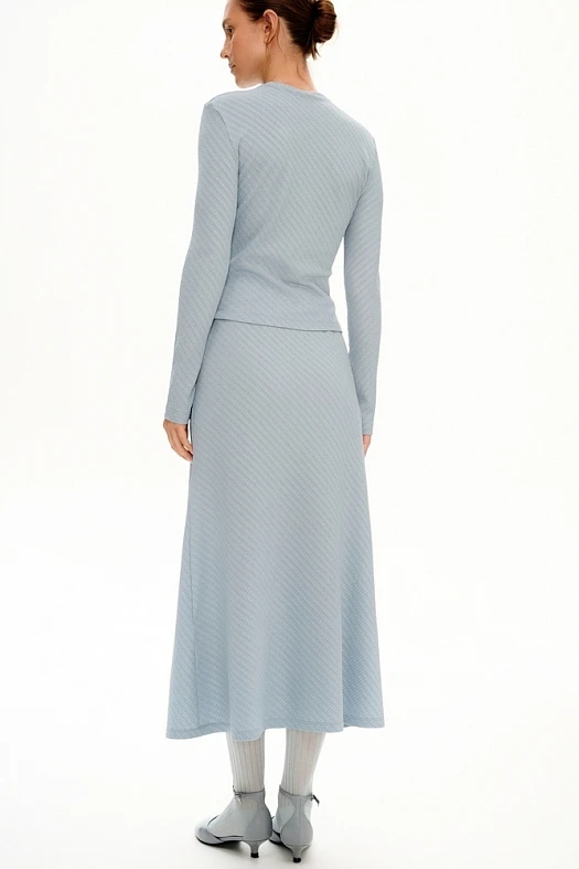 Юбка макси из фактурного трикотажа (Трикотаж фактурный арт.1679 Серо-голубой 50% вискоза, 50% п/э; Размер: L)