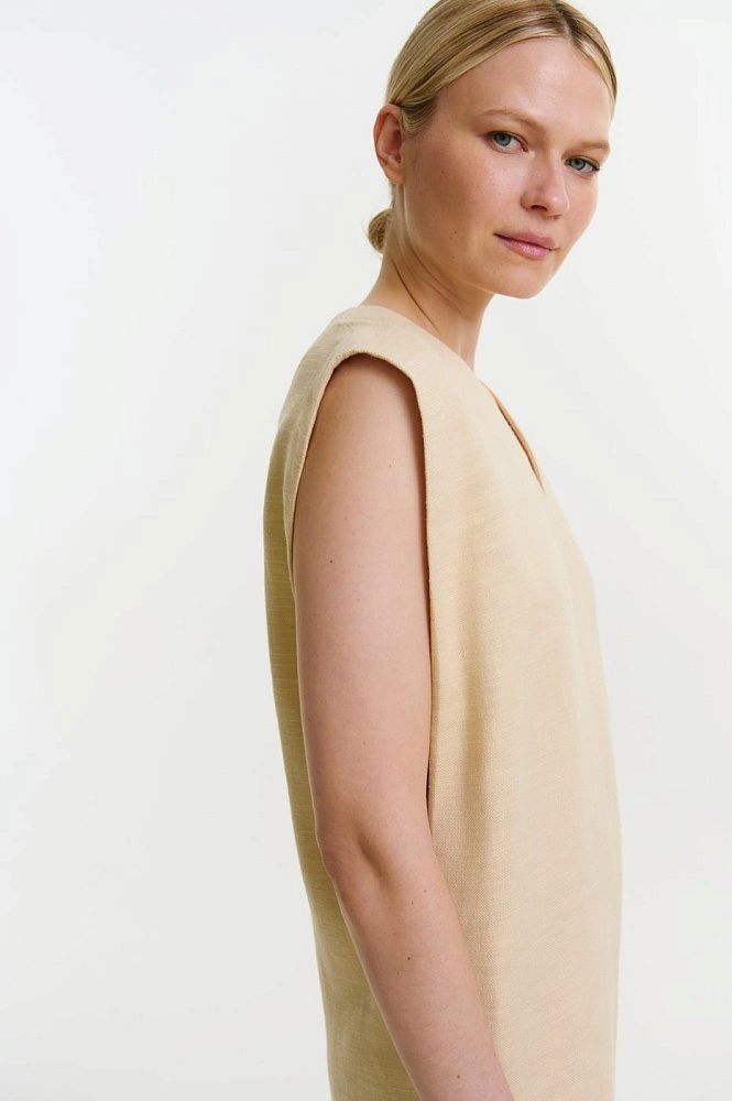 Платье макси прямое со льном