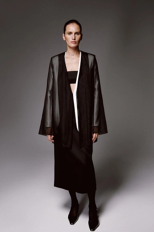 Жакет прозрачный из органзы (Вискоза прозрачная арт.1783 Черный 62% вискоза, 38% п/э; Размер: M)