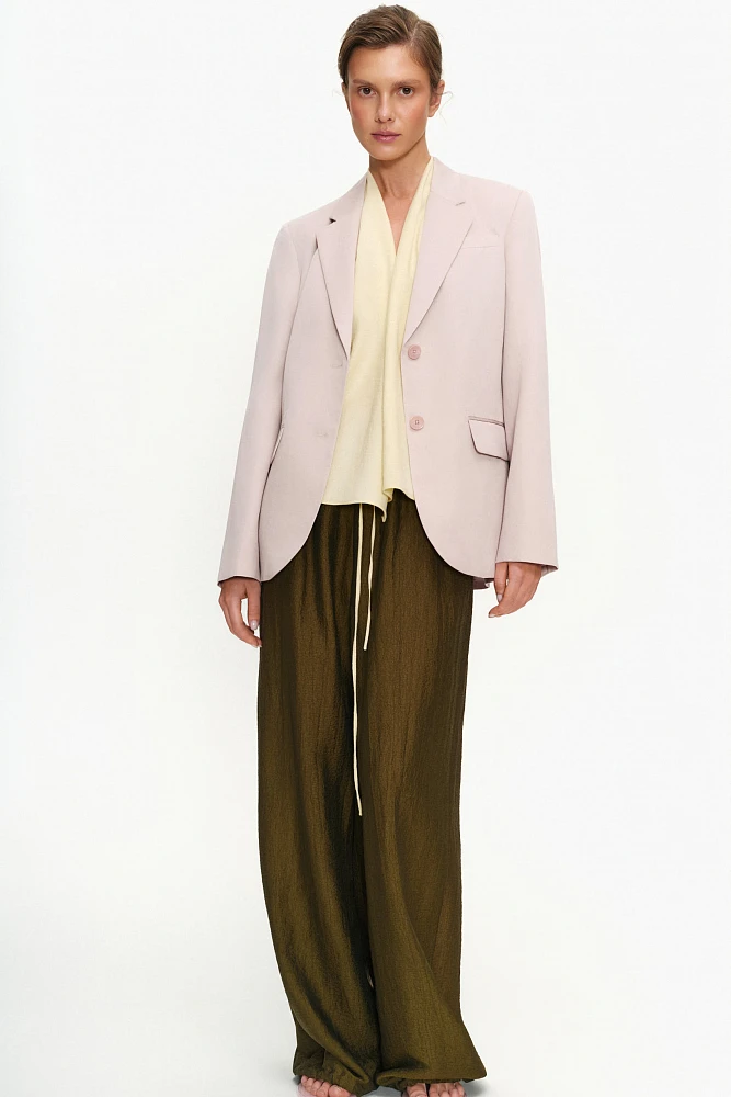 Жакет однобортный из ткани со льном