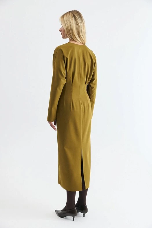 Платье силуэт песочные часы (Вискоза стрейч арт.1956 Оливковый 70% вискоза, 25% п/э, 5% эластан; Размер: XS)