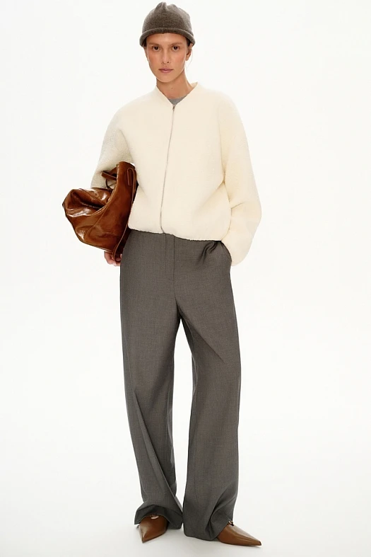 Бомбер из фактурного хлопка (Хлопок фактурный арт.1858 Сливочный 100% хлопок; Размер: L)