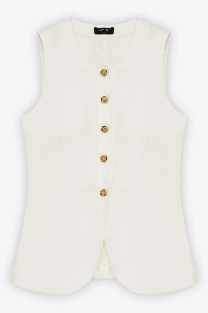 Жилет удлиненный приталенный изо льна