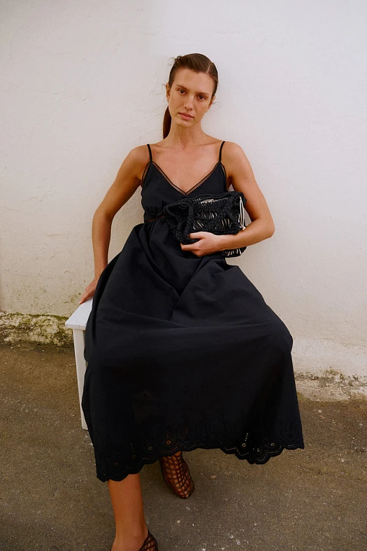 Сарафан из хлопка Broderie Anglaise (100% хлопок Черный; Размер: L)