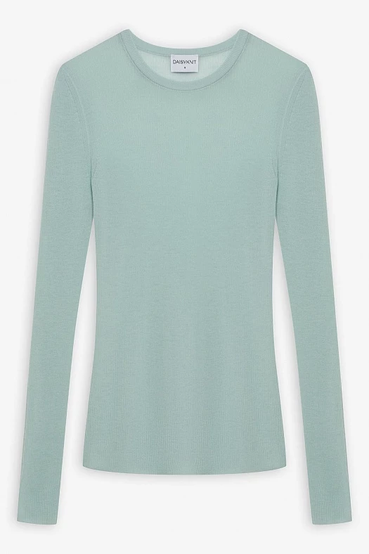 Джемпер прозрачный из тонкой шерсти (100% шерсть Мятный; Размер: M)