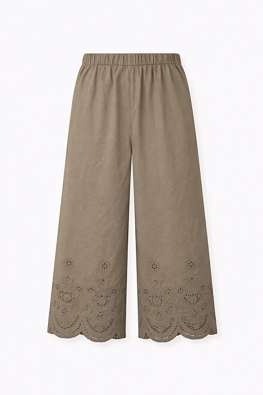 Брюки укороченные из хлопка Broderie Anglaise (100% хлопок Тауп; Размер: XS)