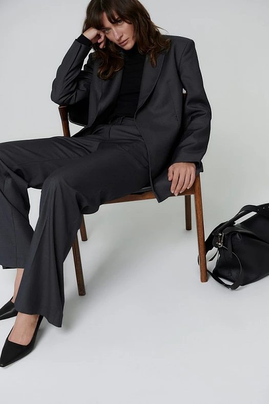 Брюки клеш с шерстью (Вискоза с шерстью арт.1778 Графитовый 52% вискоза, 20% шерсть, 28% п/э; Размер: XS)