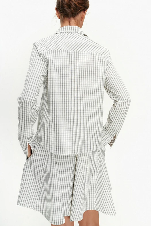 Рубашка малообъемная из хлопка в клетку (Хлопок с вискозой клетка ар.2014 Серый 35% хлопок, 17% вискоза, 48% п/э; Размер: L)