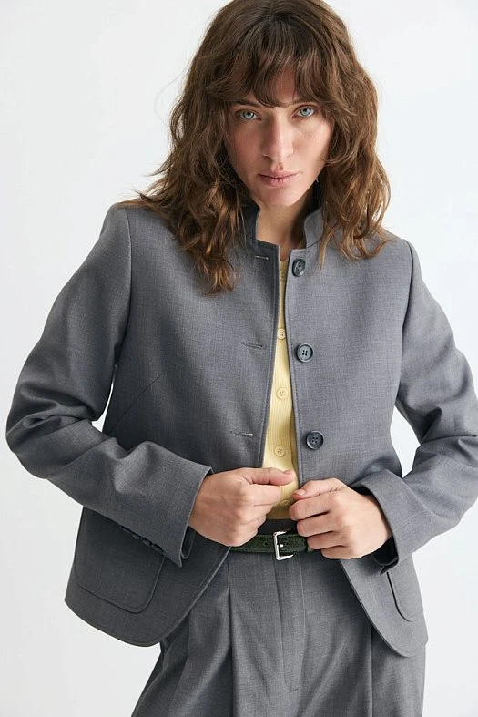 Жакет однобортный укороченный (Вискоза стрейч арт.1910 Серый 50% вискоза 50% п/э; Размер: S)