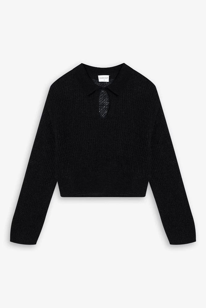 Джемпер-паутинка с воротником