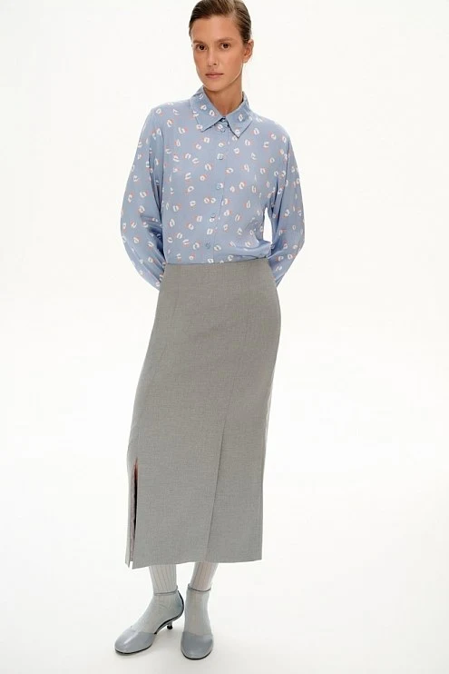 Рубашка прямая с отстрочками