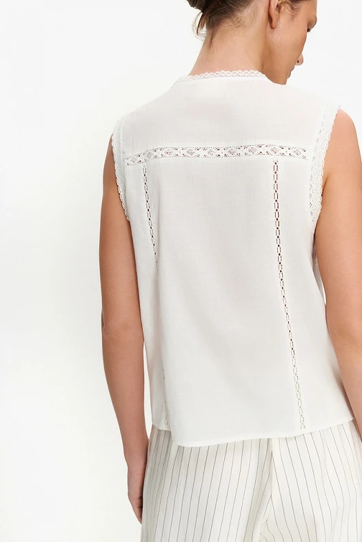 Топ на завязках из хлопка с вышивкой (100% хлопок Белый; Размер: L)