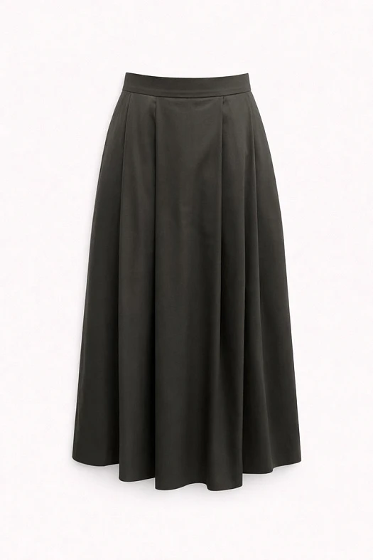 Юбка миди расклешенная (Тенсел арт.1923 Хаки 50% тенсел, 50% хлопок; Размер: L)